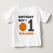 T-shirt Pour Bébé Basket-ball 1er anniversaire fête (Devant)