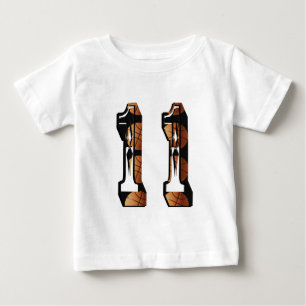 T-shirt Pour Bébé Basket-Ball Orange Et Noir Numéro 11,