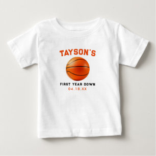 T-shirt Pour Bébé Basketball Première Année Down 1er Anniversaire