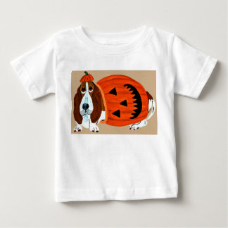 T-shirt Pour Bébé Basset Hound en costume de Jack-o-lantern pour Hal