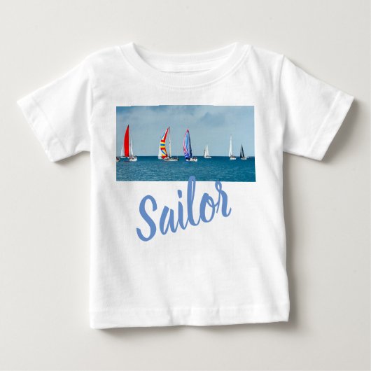 T-shirt Pour Bébé Bateau marin paisible nager Destin de plongée (Devant)