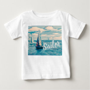 T-shirt Pour Bébé Bateau marin paisible nager Destin de plongée