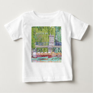 T-shirt Pour Bébé Bateaux cygnes de Boston en crayon et filtre d'enc