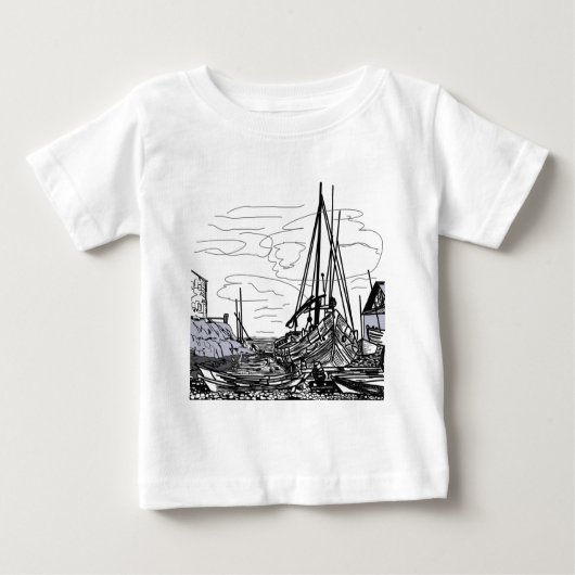 T-shirt Pour Bébé bateaux en mer (Devant)