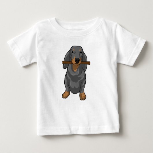 T-shirt Pour Bébé Bâton Dachshund (Devant)