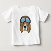 T-shirt Pour Bébé Beagle en tant que pilote avec casquette pilote (Devant)