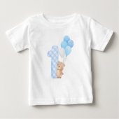 T-shirt Pour Bébé Bear bleu ballon bébé premier anniversaire (Devant)