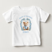 T-shirt Pour Bébé Beary 1er Anniversaire Ours Bleu Beige Baby T-shir (Devant)