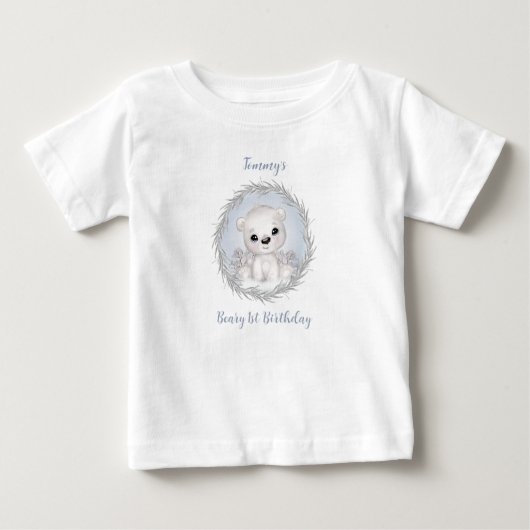 T-shirt Pour Bébé Beary d'hiver 1er anniversaire mignon Ours polaire (Devant)