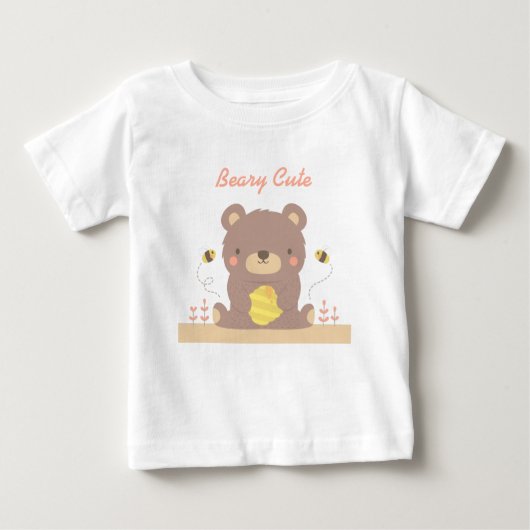 T-shirt Pour Bébé Béary Mignonne Bois Petit Ours Pour Bébés (Devant)