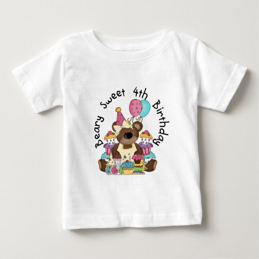 T-shirt Pour Bébé Beary Sweet 4e anniversaire (Devant)