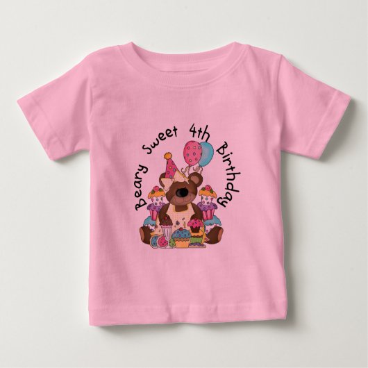 T-shirt Pour Bébé Beary Sweet 4e anniversaire (Devant)
