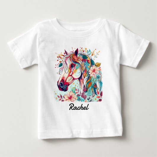T-shirt Pour Bébé Beau Cheval Coloré (Devant)