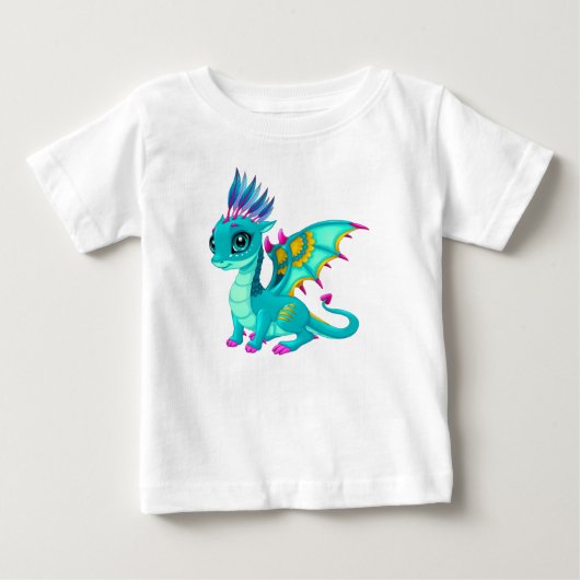 T-shirt Pour Bébé Beau Dragon Turquoise (Devant)