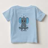 T-shirt Pour Bébé Beau éléphant en bleu, dessiné à la main, (Dos)