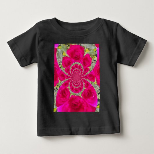T-shirt Pour Bébé Beau Extraordinaire Roses rouges Motif Kaleidoscop (Devant)