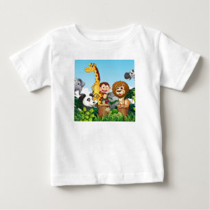 T-shirt Pour Bébé Beaucoup de mignons animaux dans la forêt