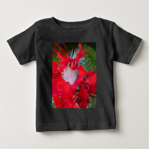 T-shirt Pour Bébé Beauté délicate : Fleur rouge avec plumes blanches