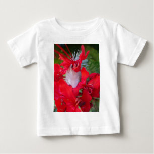 T-shirt Pour Bébé Beauté délicate : Fleur rouge avec plumes blanches