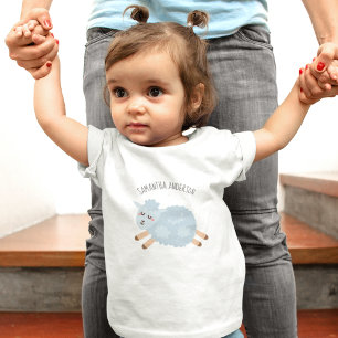 T-shirt Pour Bébé Beauté Moderne Nom de mouton et de bébé bleu paste