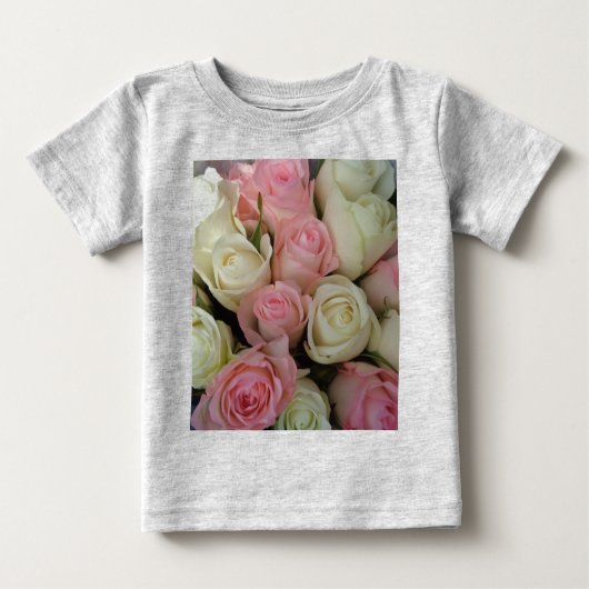T-shirt Pour Bébé Beautiful Pink White Roses Flower Bouquet (Devant)