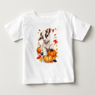 T-shirt Pour Bébé Bébé adorable chèvre avec Citrouilles automne