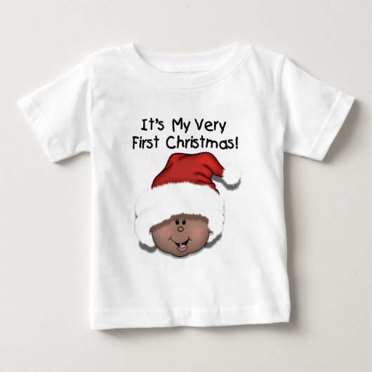 T-shirt Pour Bébé Bébé afro-américain 1er Noël (Devant)