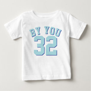 T-shirt Pour Bébé Bébé blanc et aqua   Design Jersey Sport