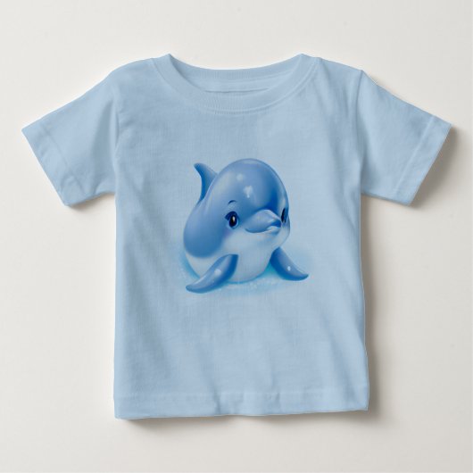 T-shirt Pour Bébé Bébé bleu adorable Dauphin (Devant)