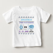 T-shirt Pour Bébé Bébé bleu mignon Eléphant Faire-part de naissance (Devant)