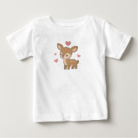 Bébé cerf mignon Faon coeurs roses Cottagecore
