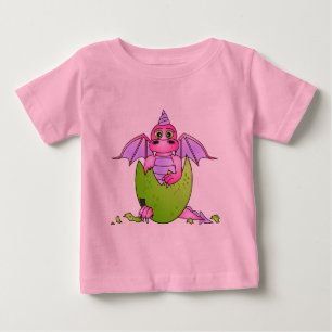 T-shirt Pour Bébé Bébé de dragon mou dans un oeuf craqué - rose / vi