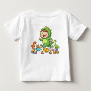 T-shirt Pour Bébé Bébé dinosaure mignon apprenant avec des blocs alp