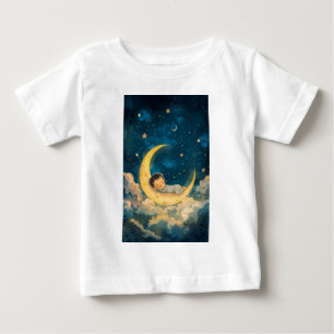 T-shirt Pour Bébé Bébé dormant sur la Lune
