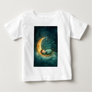 T-shirt Pour Bébé Bébé dormant sur la Lune