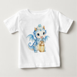 T-shirt Pour Bébé Bébé dragon d'hiver mignon avec lanterne pour enfa