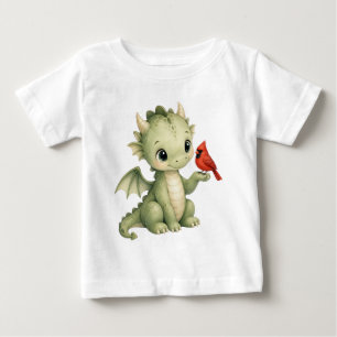 T-shirt Pour Bébé Bébé dragon mignon avec enfants cardinal rouge