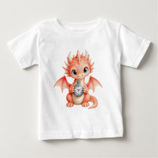 T-shirt Pour Bébé Bébé dragon orange mignon avec montre de poche pou