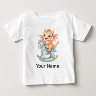 T-shirt Pour Bébé Bébé Dragon Personnalisé sur Cheval à Bascule Enfa