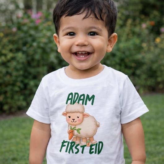 T-shirt Pour Bébé Bébé drôle et mignon Premier Eid Adha nom de bébé 