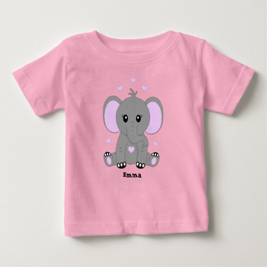 T-shirt Pour Bébé Bébé éléphant mignon en rose pour les filles (Devant)