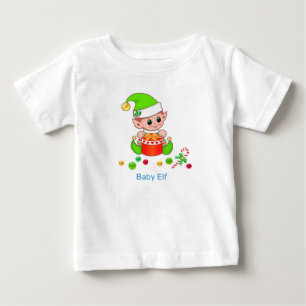 T-shirt Pour Bébé Bébé elfe de Noël mignon et confettis