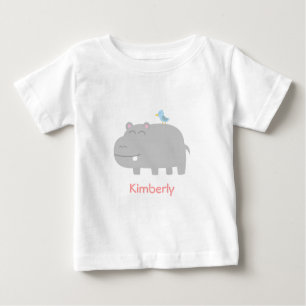 T-shirt Pour Bébé Bébé et enfants : Hippopotame mignon avec la ban