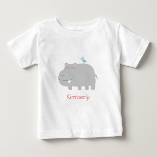 T-shirt Pour Bébé Bébé et enfants : Hippopotame mignon avec la bande (Devant)