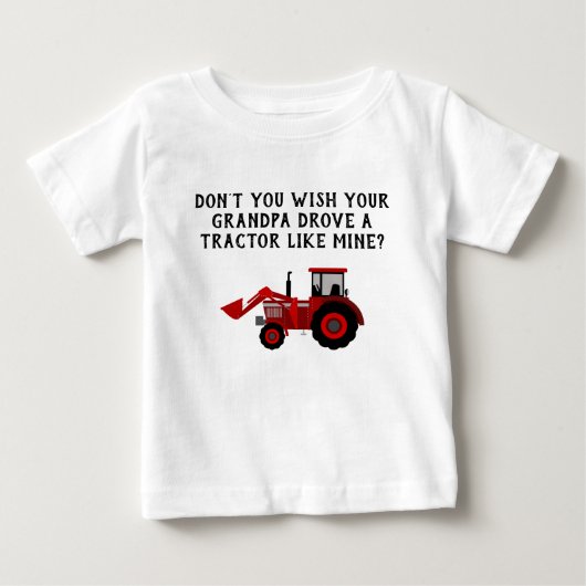 T-shirt Pour Bébé Bébé Garçon Tracteur rouge Grand-père amusant (Devant)
