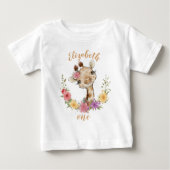 T-shirt Pour Bébé Bébé Giraffe Anniversaire (Devant)