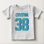 T-shirt Pour Bébé Bébé gris et turquoise | Design Jersey Sport<br><div class="desc">Bébé gris et turquoise | Sport Jersey Design ・ Baby Football T-shirt</div>