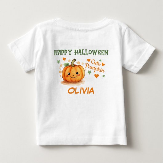 T-shirt Pour Bébé Bébé Halloween Citrouille mignon (Dos)