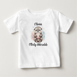 T-shirt Pour Bébé Bébé loutre avec coquillage "Totalement adorable"