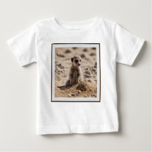 T-shirt Pour Bébé Bébé Meerkat Jouant Dans Le Sable,